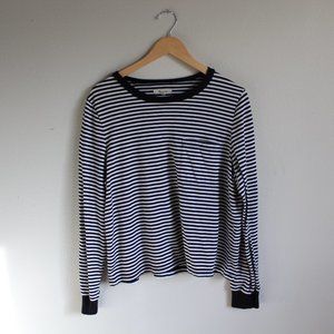 Black and White Striped Madewell Long-Sleeve Shirt
